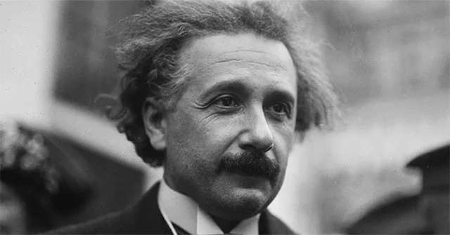 Black-and-white portrait of Albert Einstein
