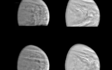Venus clouds in violet and near-infrared views from Galileo; not natural-color surface views