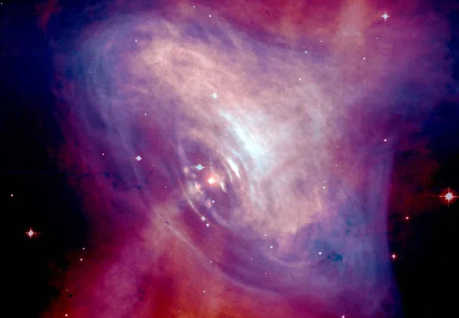 Composite optical and X-ray view of the Crab Nebula containing a pulsar