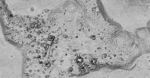 Lidar terrain map revealing structures beneath forest cover