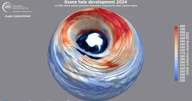 Map of Antarctic stratospheric ozone depletion
