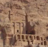 Rock-cut facade at Petra in Jordan