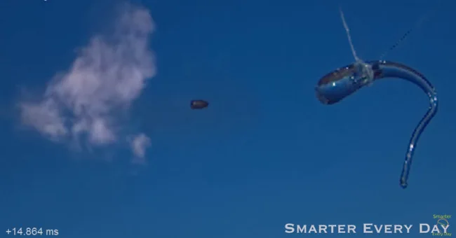 Still frame from a high-speed glass-drop impact demonstration
