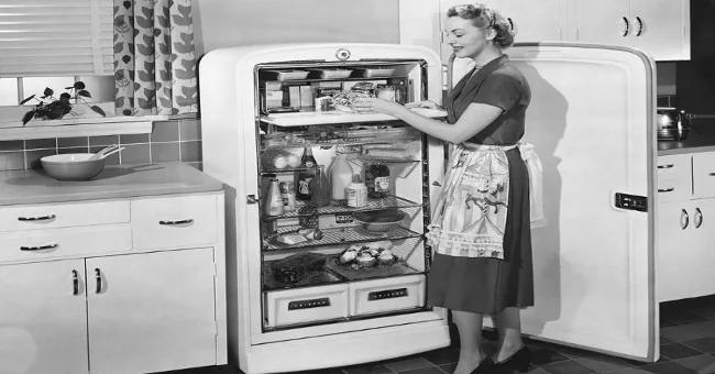 Historical photograph of a household refrigerator